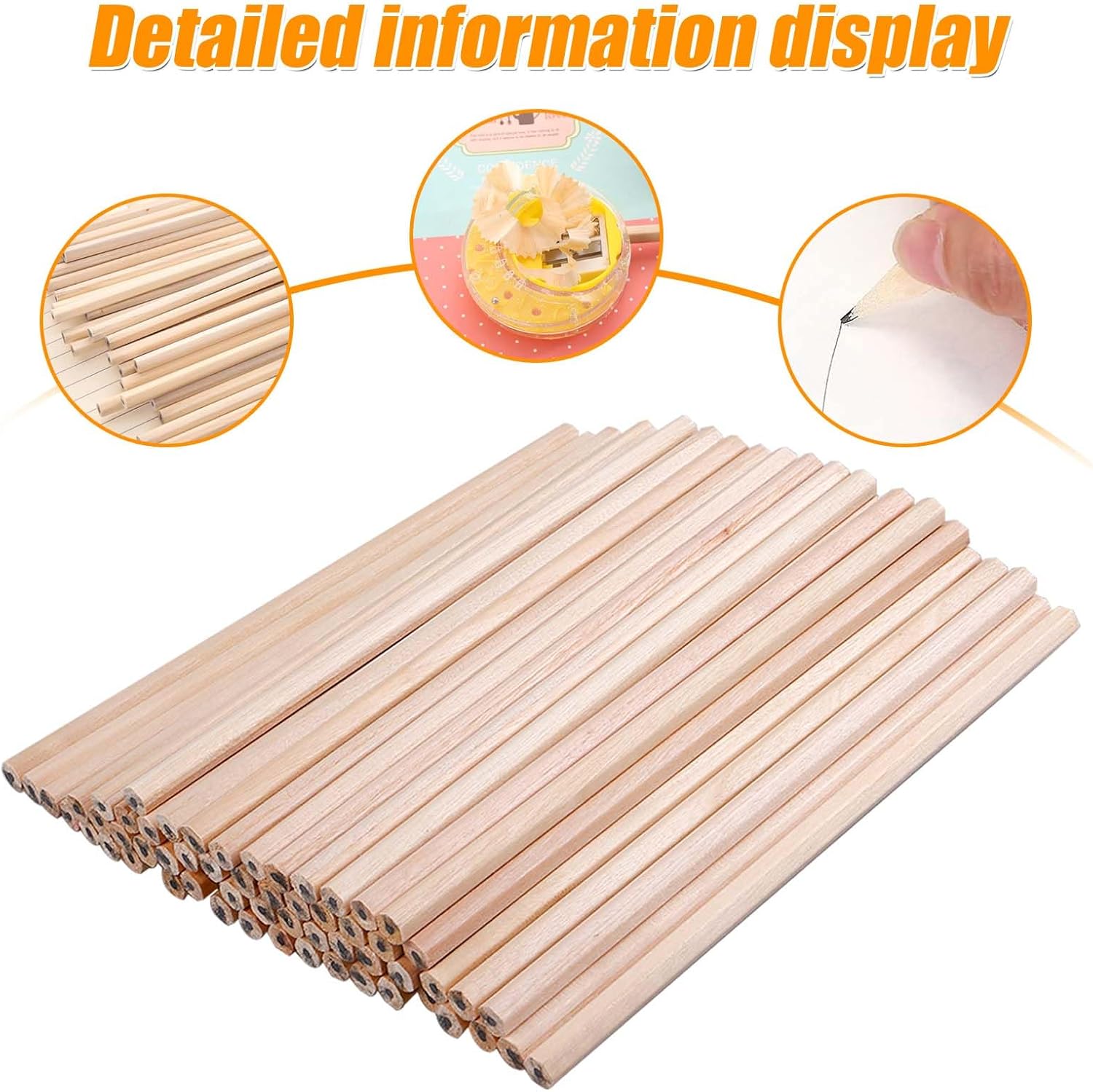 Pencil HB, 200 Piece Pencil Set, Pencil Set Made of Natural Wood, 17.7 cm x 0.7 cm Pencil Set for Students, Teachers, Office, School Material, Drawing and Writing – Bild 3