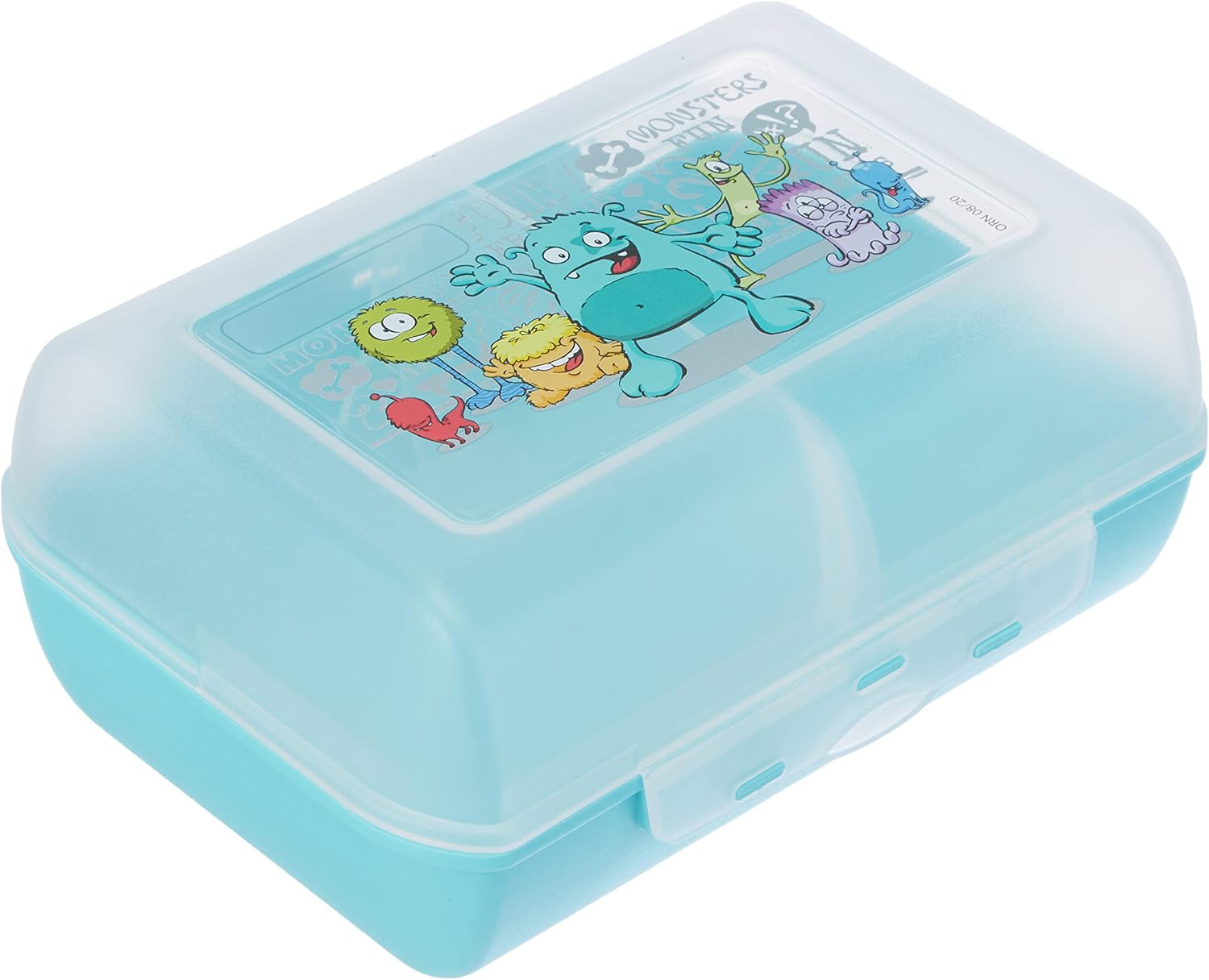 Emsa 514482 Lunch box for children, Removable partition, monster motif, Mint, Variabolo Monster