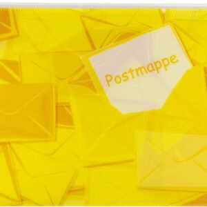 HERMA Postal Folder A4 Yellow, Children's Juris Folder Made of Plastic, Portfolio Folder with Motif, Zip Closure and Transparent Pocket Flap for Boys and Girls