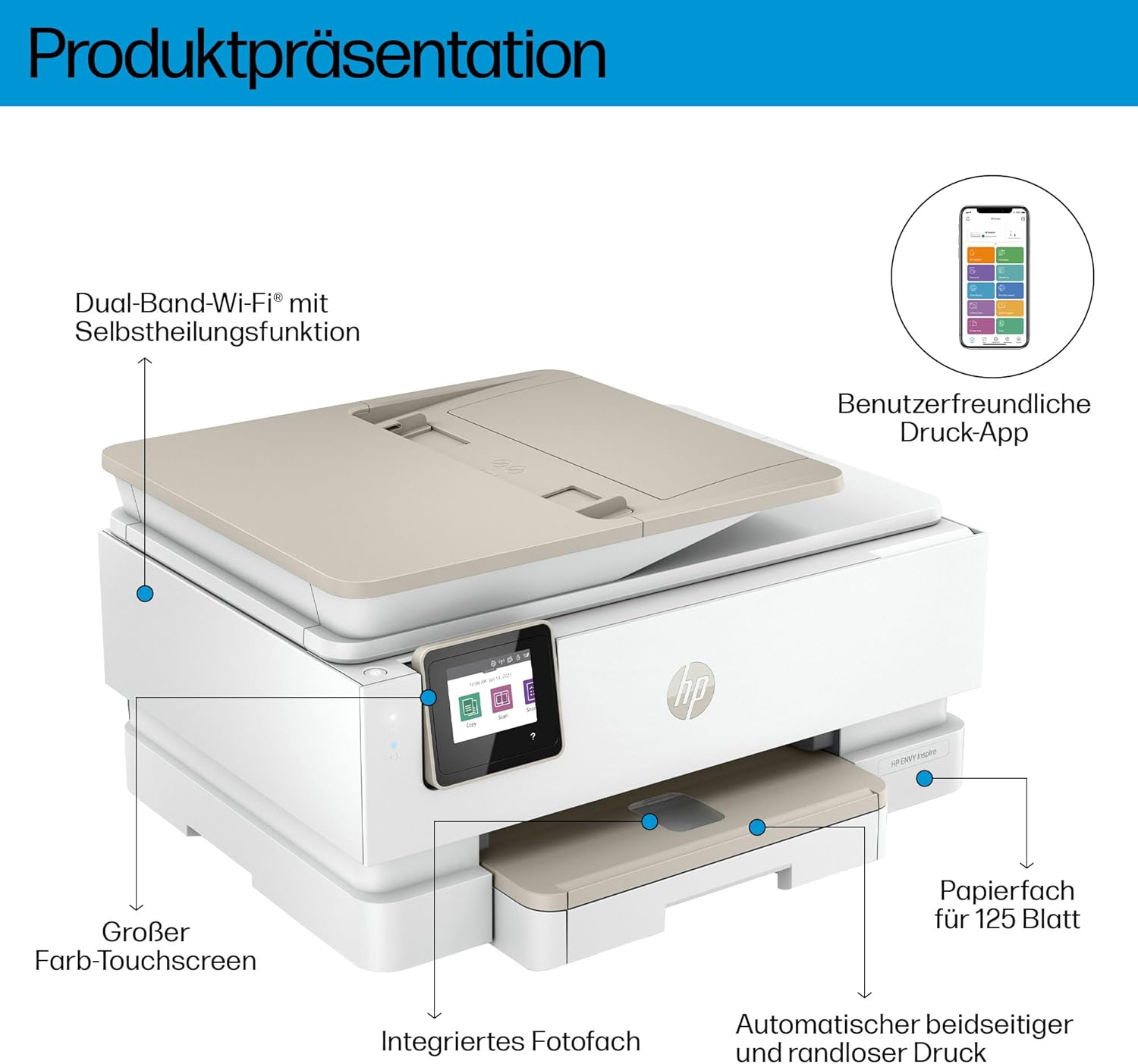 HP Envy Inspire 7920e Multifunction Printer, Inkjet Printer, 6 Months Free Printing Instant Ink Included, Printing, Scanning, Copying, Photo Print, ADF, DIN A4, Wi-Fi, Airprint – Bild 3