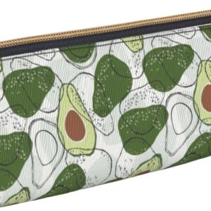 Federmäppchen mit niedlichem Avocado-Muster, Kosmetiktasche, Stifttasche, Leder, dreieckige Aufbewahrungstasche, Reißverschluss, Schreibwaren-Organizer für Erwachsene, Büro