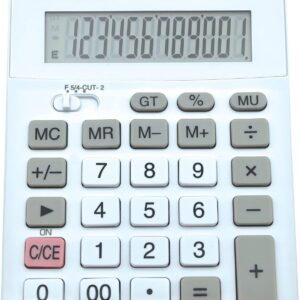 Lexibook, Calculadora de sobremesa de 12 dígitos con Pantalla LCD, 8 Funciones, Teclas Grandes, energía Solar y Pilas, White / Grey, C129