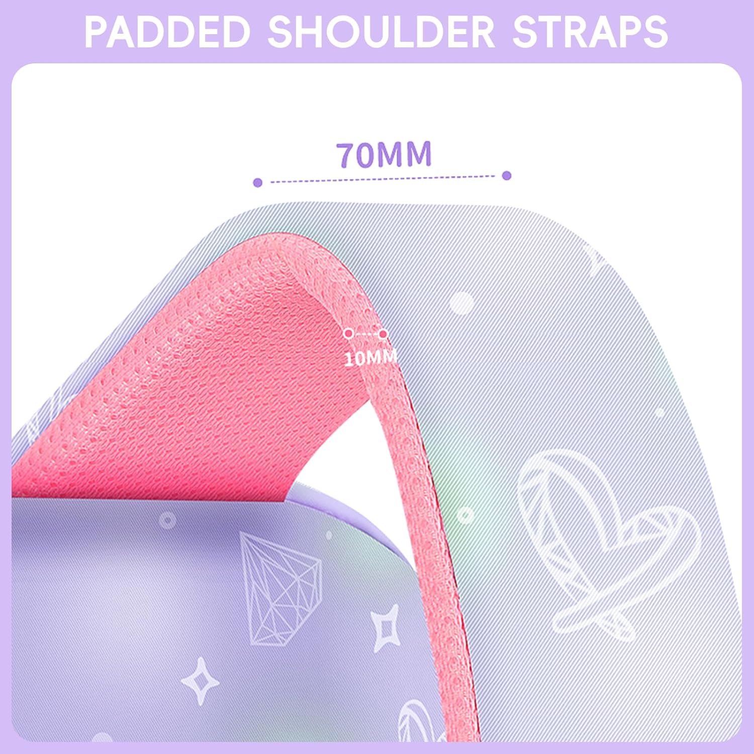 School Backpack Girls Set 3 in 1 with Lunch Bag Pencil Case, 2025 Backpack School Children's School Bag with Chest Strap Reflective, School Bag Kawaii Water-Repellent 26L, 6777, purple – Bild 7
