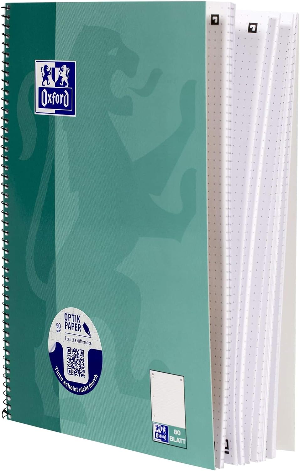 Oxford College Notepad A4 Dotted, 80 Sheets, Green Blue, Pack of 5 – Bild 4