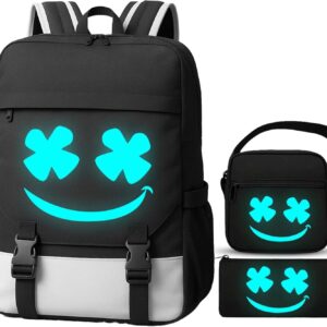 3in1 Schulrucksack Jungen Teeneager Mädchen Schulranzen Jugendliche Coole Schule Daypacks Reflektierender Schultasche Groß Wasserdicht Ranzen Schultertaschen Set Federmäppchen & Umhängetasche