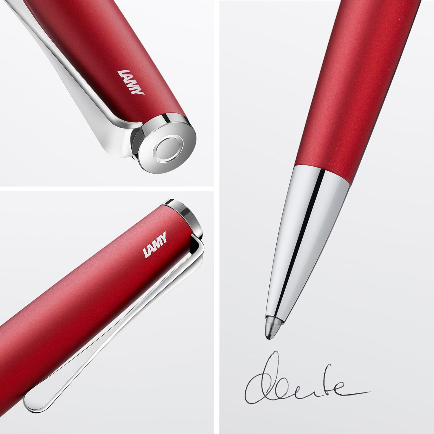 Lamy Studio Royalred Ballpoint Pen - Universal Ballpoint Pen in Elegant Stainless Steel Case - with Propeller-shaped Clip - Includes Large Refill M 16 in Stitch Width M in Black – Bild 2