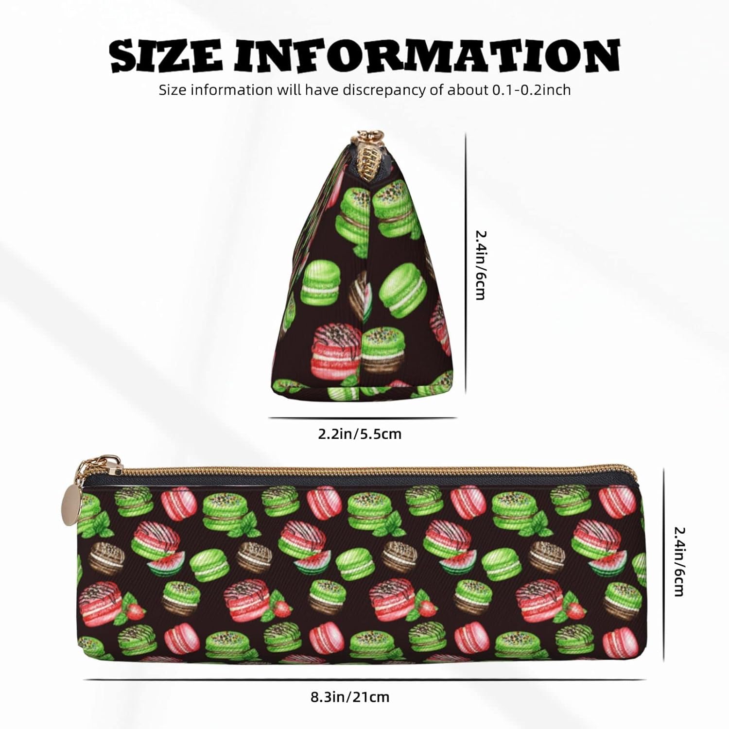 Macaron Watermelon Strawberry Pencil Case Cosmetic Bag Pencil Case Leather Triangle Storage Bag Zipper Stationery Organizer for Adults Office, Macaron Watermelon Strawberry, Bag organiser – Bild 2