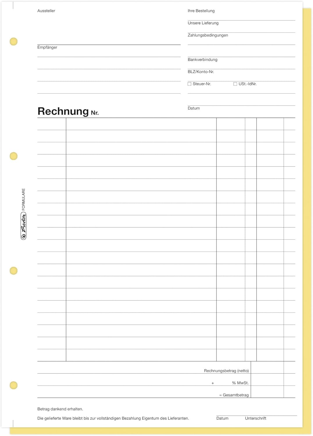 Herlitz A4 888420 Account Book 306, 2x 40 Sheets Self-Copying – Bild 3