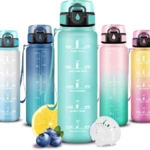Children's Water Bottle, 0.5 Litre Water Bottle, Water Bottle with Time, Water Bottle with Time Marking, Easy to Clean, Children's Bottle for School, Outdoor, Camping, Running, Fitness, Office