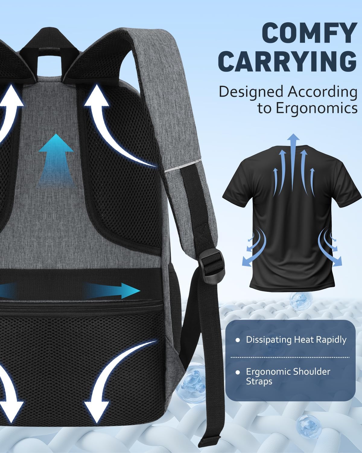 Men's 15.6 Inch Laptop School Backpack Boys Teenager Backpack School Bag for Work Hiking Travel Camping with USB Charging Port – Bild 5