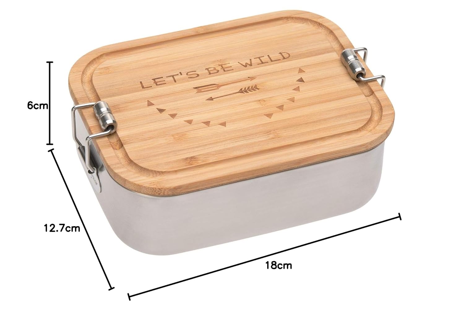 LÄSSIG Children's Lunch Box, Stainless Steel and Bamboo Breakfast Box, Sustainable, Nursery, School Lunch Box, Adventure Let's Be Wild – Bild 6