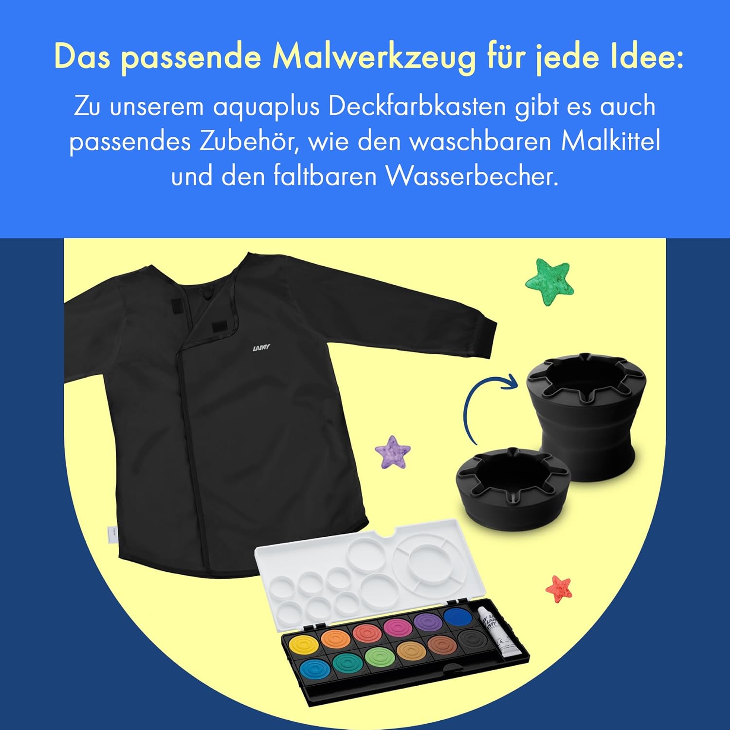 Lamy Aquaplus Black Paint Box with 12 Colours – Ideal for School Lessons – with Johannes Itten Colour Circle & Opaque White – Mixing Fields in Lid – Bild 3