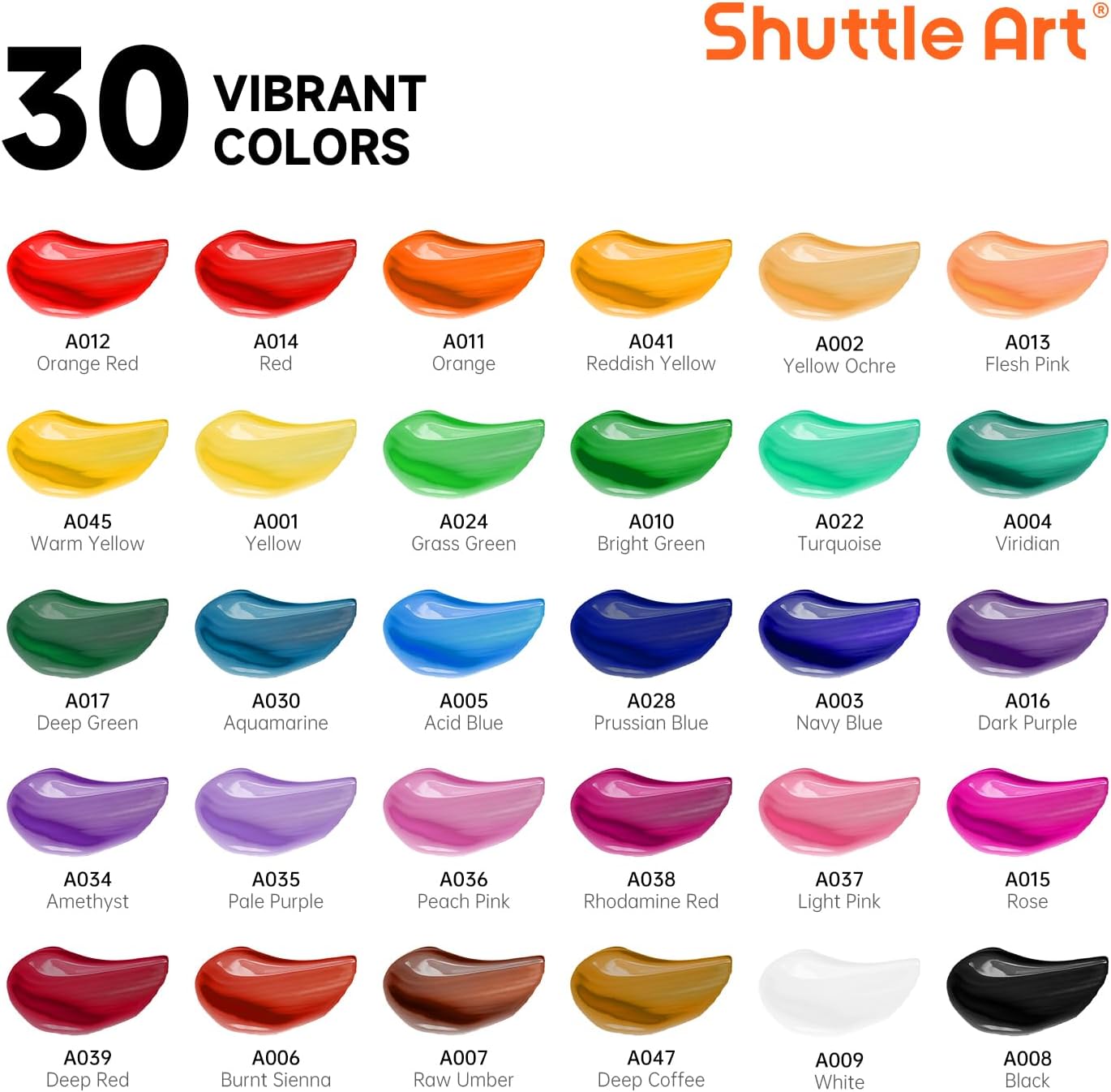 Shuttle Art 54-Piece Acrylic Paint Set, Professional Painting Set with Table Easel, 30 Acrylic Paints, Canvas, Brush, Palette, Complete Accessories, Painting Set for Children and Adults with Easel Wood – Bild 4