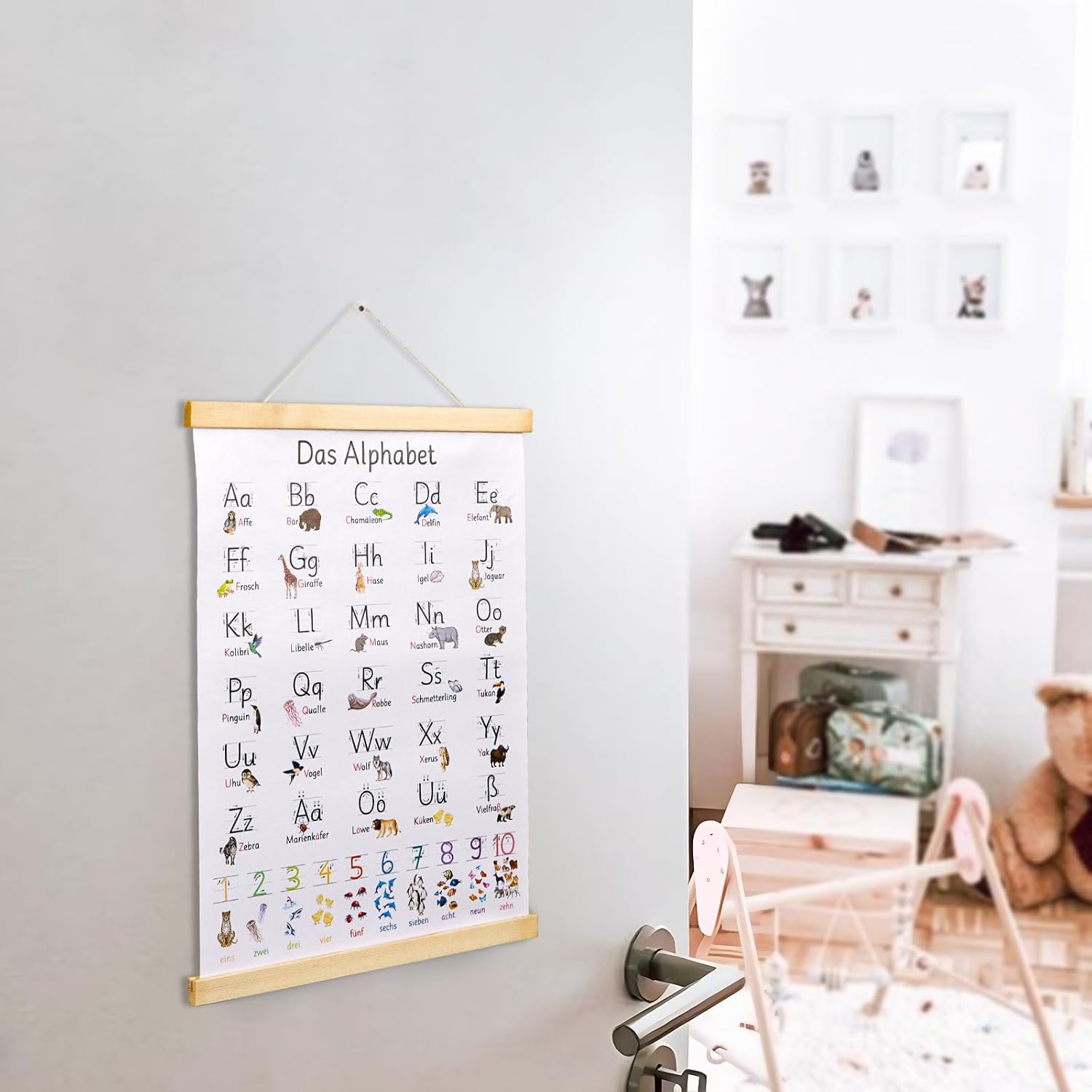 ABC Poster for Children 30 x 40 cm Learning Poster Writing Alphabet Numbers Poster Letters Basic Letters Gift for Wall Decoration Children's Room for School Nursery Primary School Preschool – Bild 6