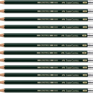 Faber-Castell Castell 9000 205045 Pencil with Rubber Tip Hardness HB Pack of 12