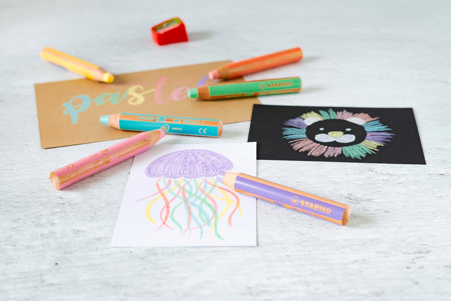 Multi-Talented Pencil - STABILO woody 3 in 1 - Pack of 18 - Assorted Standard and Pastel Colours with Sharpener and Paint Brush – Bild 9