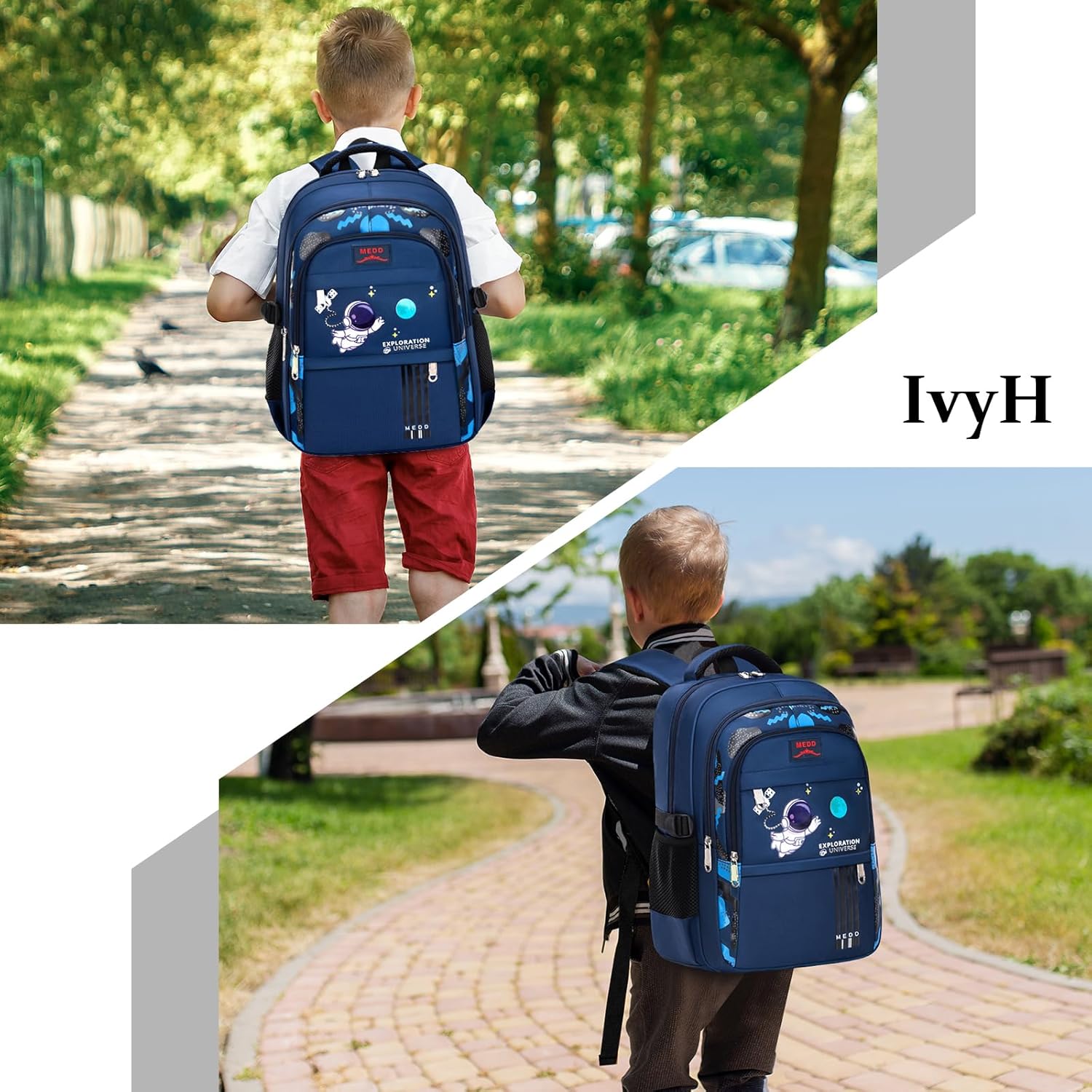 IvyH Kids Backpack Boys School Bag for 1-6th Grade, Waterproof Lightweight Large Capacity Backpack School for Boys from 6-12 Years, Ergonomically Designed Backpack, #8484-Blue, L, Rucksack Backpacks – Bild 2