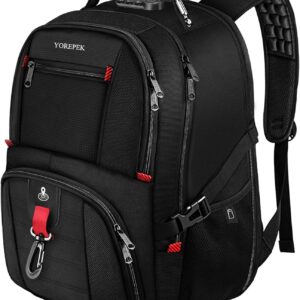 YOREPEK Men's Laptop Backpack Large with Combination Lock, Compatible with Air Tag and RFID Compartment, Large Waterproof Work Backpack, Laptop Backpack, 17 Inches, Black