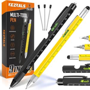 KEZKALS Gifts for Men, 2-Pack 9-in-1 Ballpoint Pen, Birthday Gift Gadgets Funny Small Gifts Christmas Gifts for Men Christmas Valentine’s Day