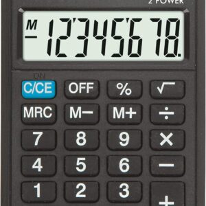 DONAU TECH/K-DT2081-01 Calculator 8-Digit Root Function 90 x 60 x 11 mm Black with 8-Digit Display Dual Power Solar Battery Operated Compact Design