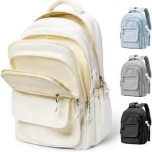 Lendolk School Backpack Large Teenager Girls Boys Plain Backpack Men Women with Laptop Compartment Waterproof School Backpack with Many Compartments School Bags