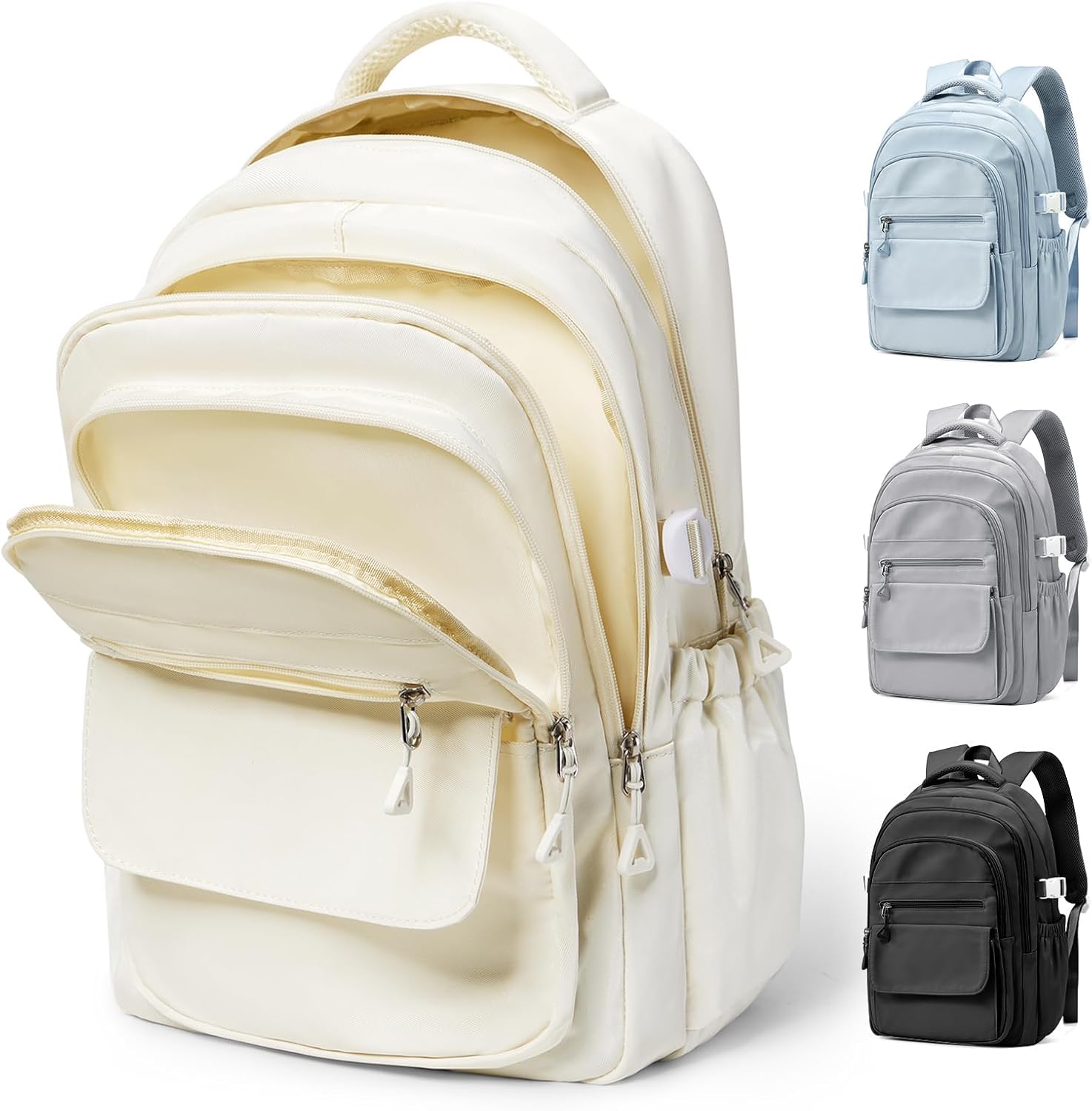 Lendolk School Backpack Large Teenager Girls Boys Plain Backpack Men Women with Laptop Compartment Waterproof School Backpack with Many Compartments School Bags