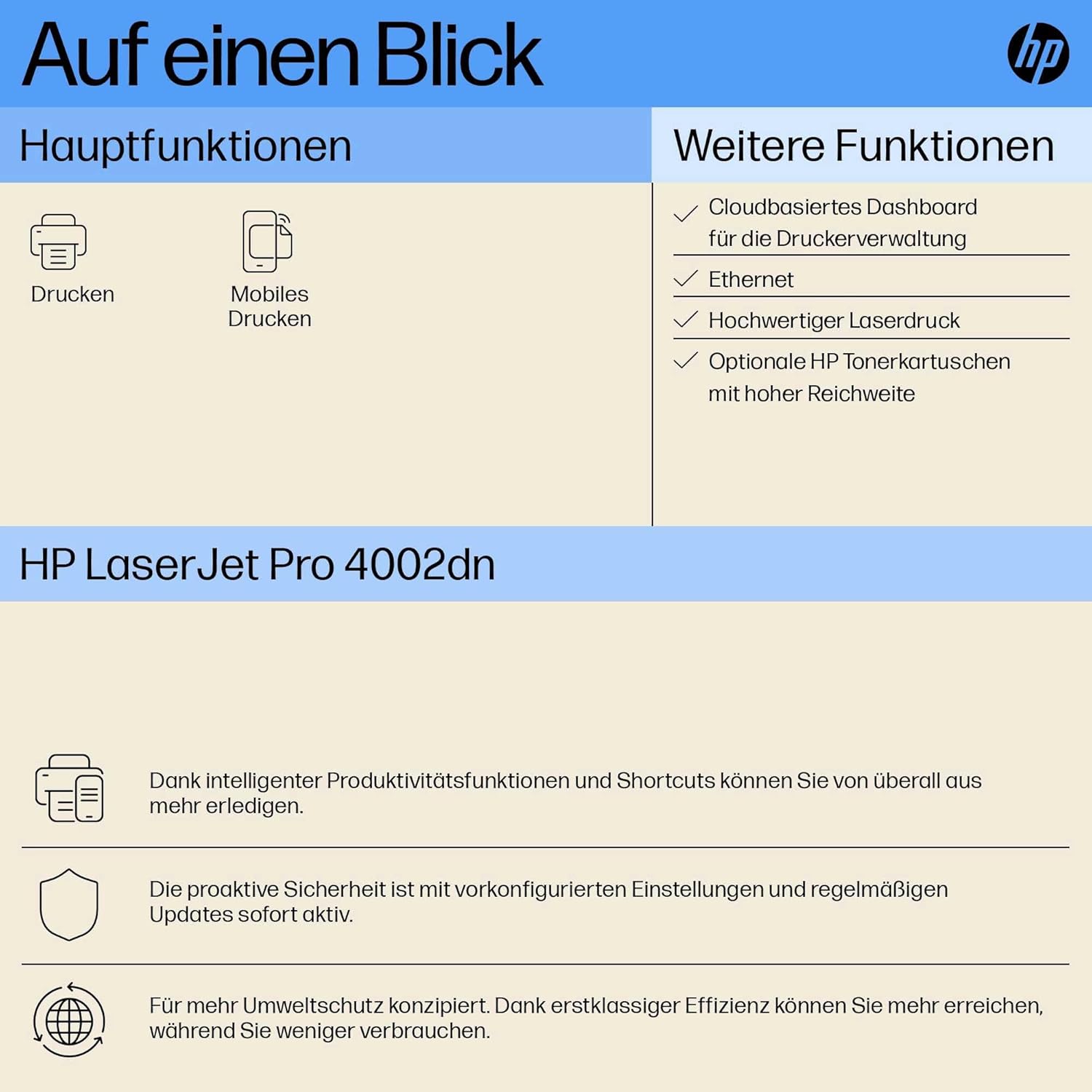HP LaserJet Pro 4002dn Laser Printer, Automatic Double-Sided Printing, High Print Speed, Hi-Speed USB, Ethernet, Smart App, Wolf Pro Security – Bild 2