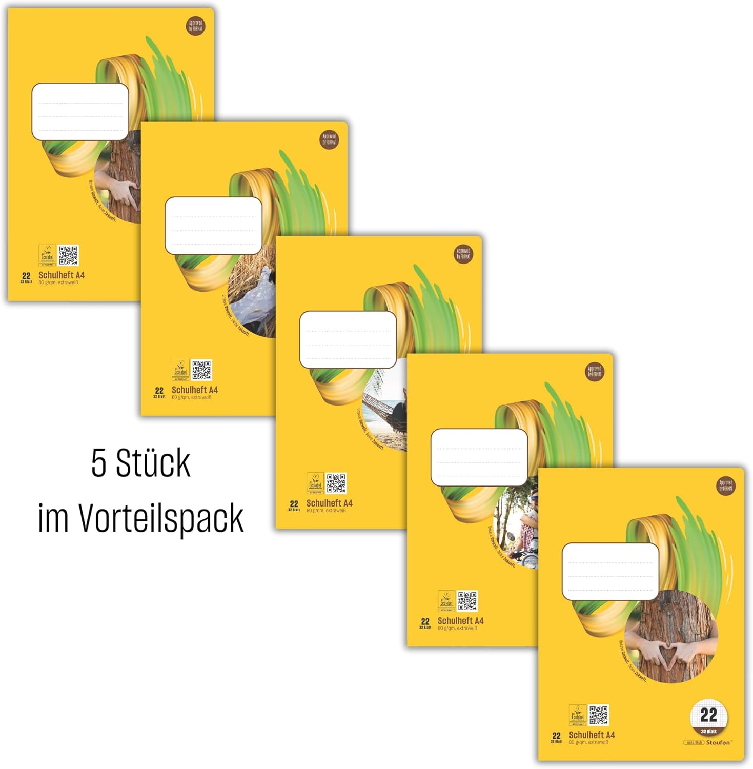 Staufen Style exercise book, 5 notebooks, 32 sheets each, DIN A4, ruling 22 (5 mm squared), 80 g/m² paper – Bild 2