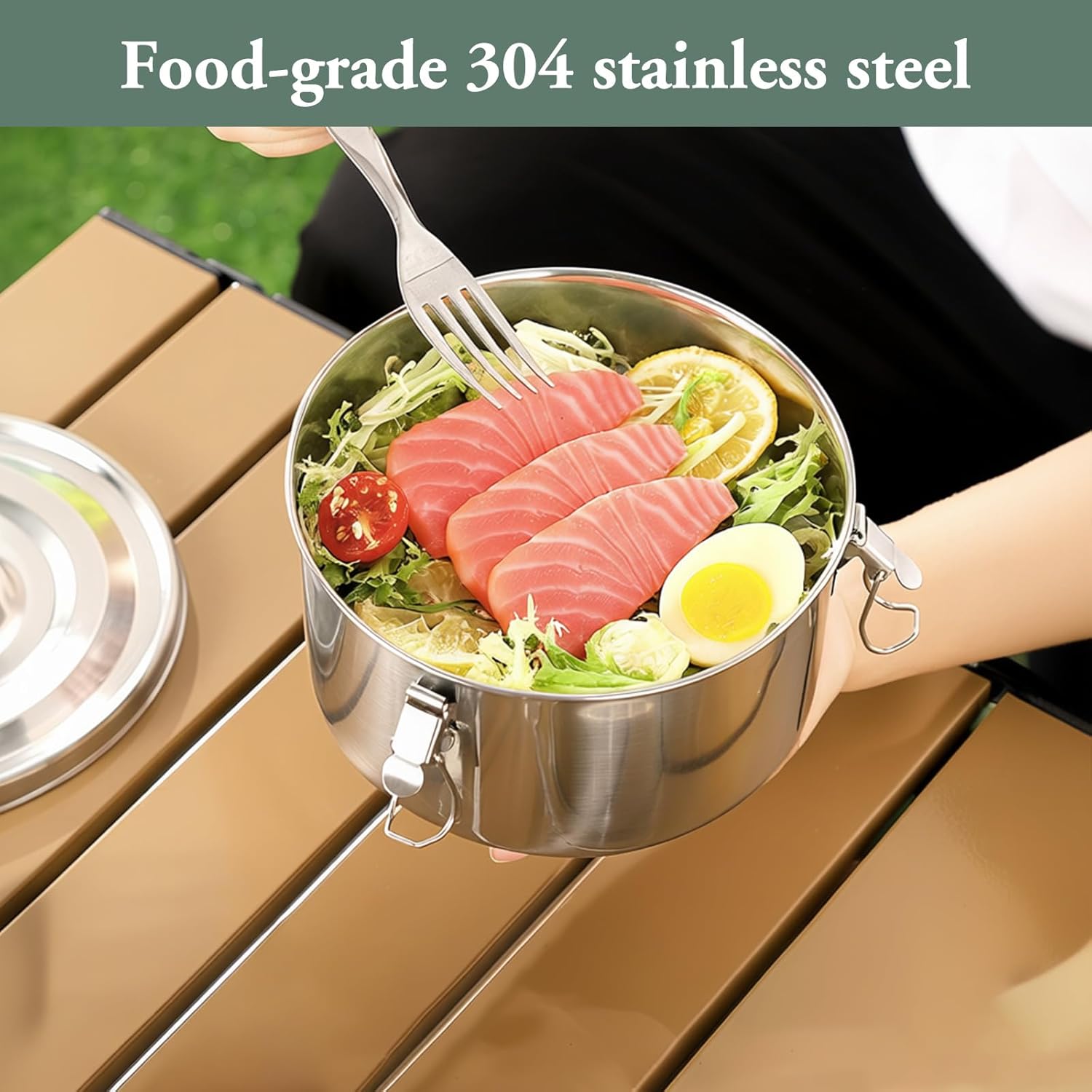 Pack of 3 Stainless Steel Lunch Box, 360 ml Lunch Box, Food Container, Leak-Proof, Airtight, Lunch Box Stainless Steel with Lid and Sealing Ring, for Meal Prep Snacks Fruit Cereal Spices – Bild 3