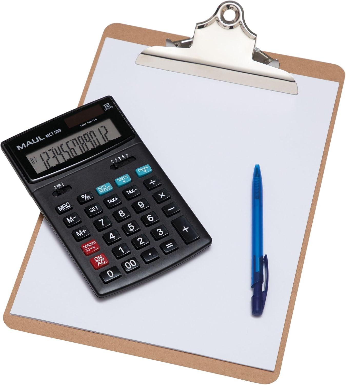 MAUL Commercial Calculator MCT 500 | Calculator with Commercial Functions and 12-Digit Display | Large Angled Display | Includes Tax Calculation | Solar/Battery | Black – Bild 7