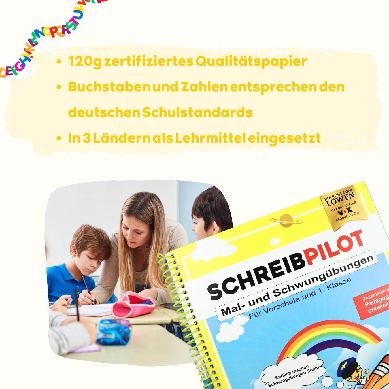 SCHREIBPILOT Writing Book for ABCs with Pre-Embossed Painting and Swing Exercises for Kindergarten and Preschool Children, Learning System Developed by Teachers, Professors and Students – Bild 7