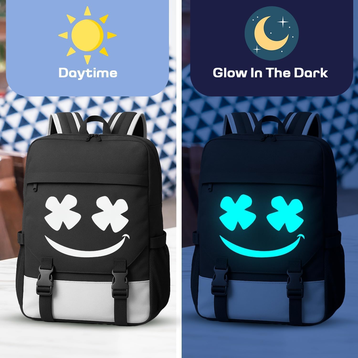 3in1 Schulrucksack Jungen Teeneager Mädchen Schulranzen Jugendliche Coole Schule Daypacks Reflektierender Schultasche Groß Wasserdicht Ranzen Schultertaschen Set Federmäppchen & Umhängetasche – Bild 2