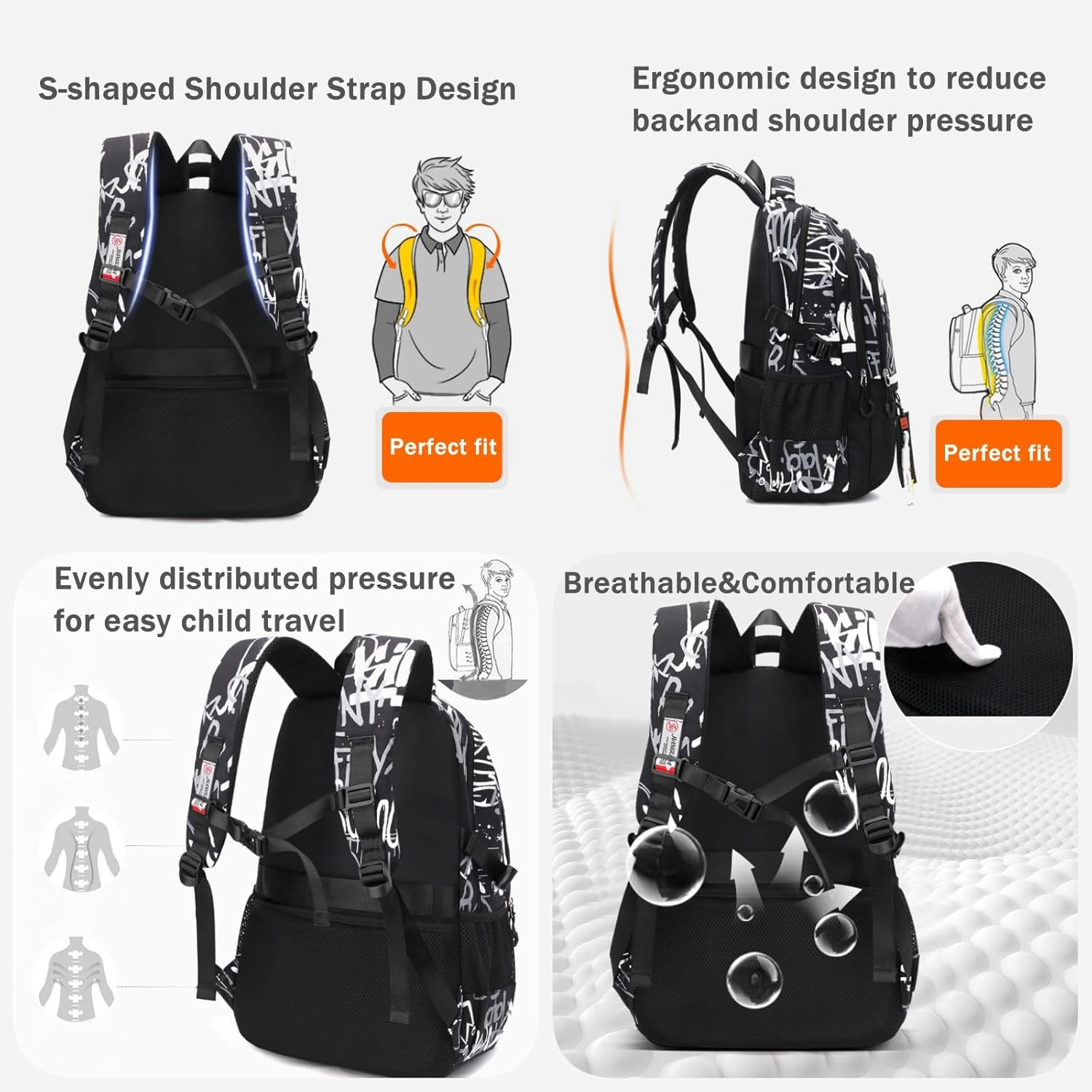 Kids School Backpack for Boys Casual Bookbags Elementary Middle School Bag – Bild 5