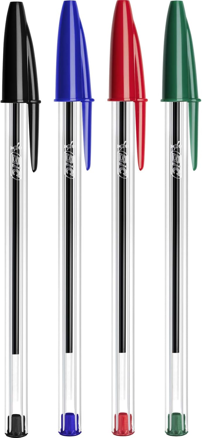 BIC Cristall Retractable Ballpoint Pen – Clear Barrel – 1 mm Tip – 0.4mm Line Width – Pack of 100, Black – Bild 6