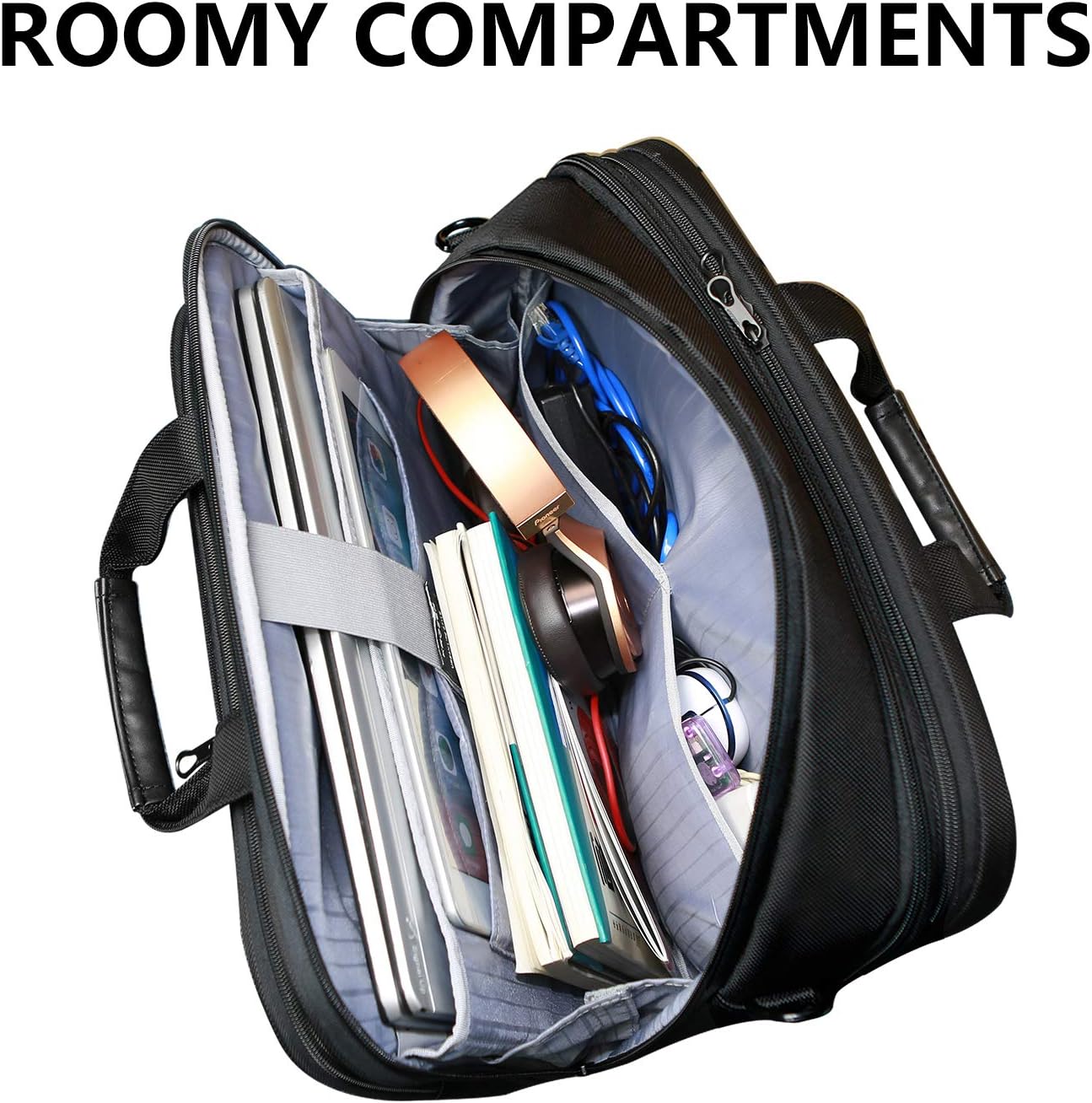 Rockrose Laptop Bag, XXL, 18.5-Inch (47 cm) Shoulder Bag, Business Briefcase Fits up to 18-Inch Waterproof Shoulder Bag, Expandable Capacity for Travel/School/Men/Women, Black – Bild 4