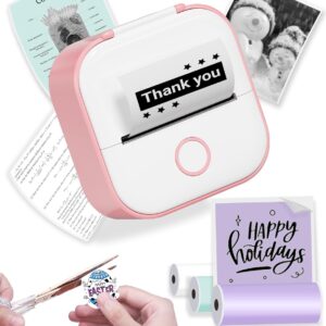 Phomemo Mini Label Printer, T02 Sticker Photo Printer for Smartphone, Mobile Phone Thermal Printer Small with 3 Rolls Thermal Paper, 203 dpi Sticker, Bluetooth Printing Buddy Printer, Black and White Mini Print