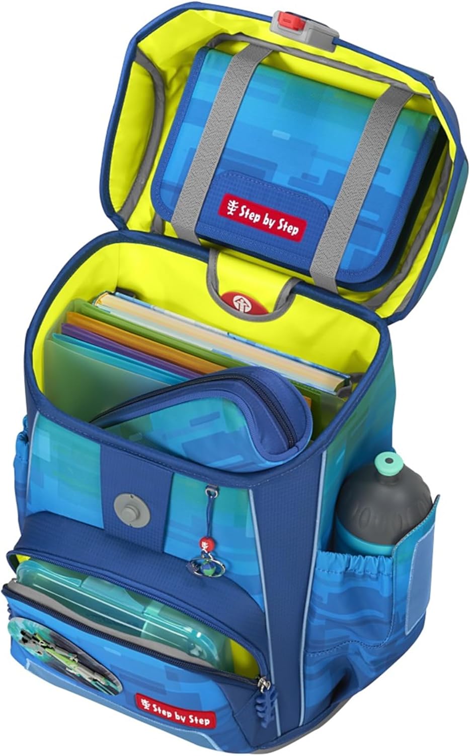 Step by Step Cloud Ocean Space Craft Spike School Bag Set, 5 Pieces, Yellow/Blue, Spaceship, Ergonomic Satchel with Reflectors, Height Adjustable, Waist Belt, 1st to 4th Grade, 19L – Bild 5