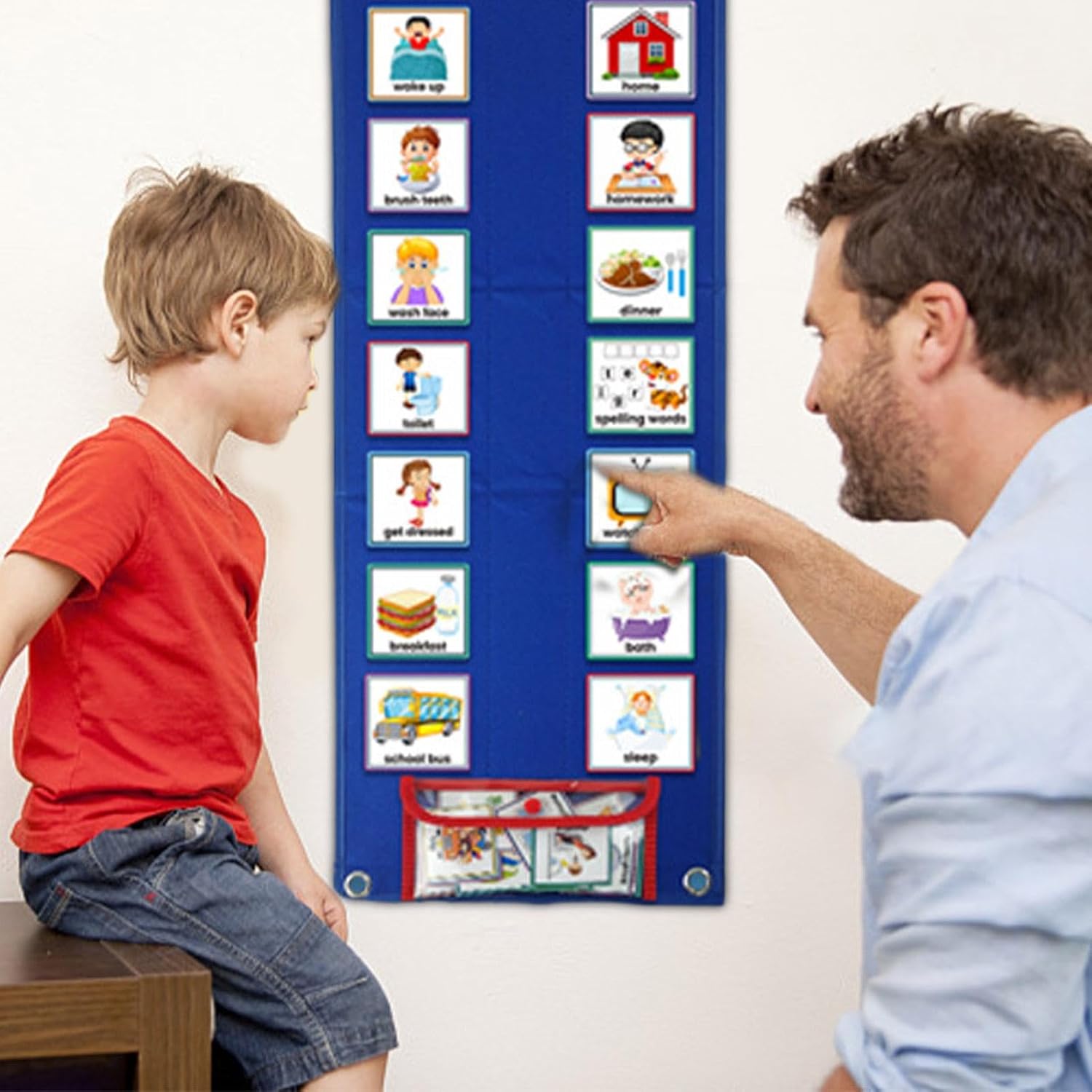 Children's Calendar, Visual Timetable Made of Felt, Children's Visual Schedule Calendar Chart, Autism, Children's Calendar, German Language Picture Cards, Routine Cards, Daily Schedule with Picture Cards, Planning Boards – Bild 7