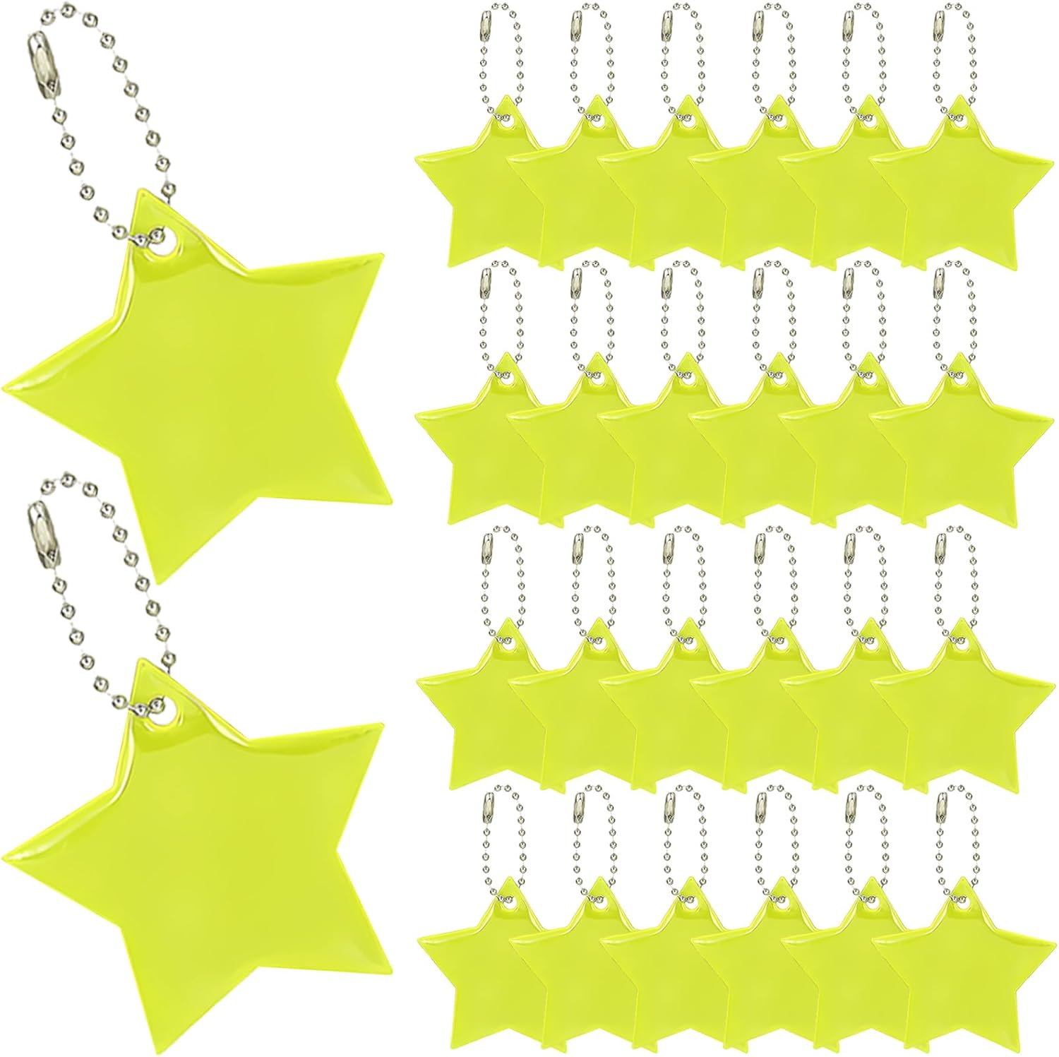 Pack of 24 Safety Reflector Pendants, Key Chains, Children's Reflector Pendants for School Bags, Bicycles, Dog Collars & Outdoor Activities (Classic Green)