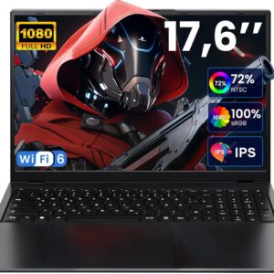 jumper Laptop 17.6 Inch 100% sRGB FHD Display, 16GB RAM 512GB SSD + 128GB eMMC, N95 CPU, Luminous Keyboard, WiFi 6, 7000mAh, Notebook for Students and Business