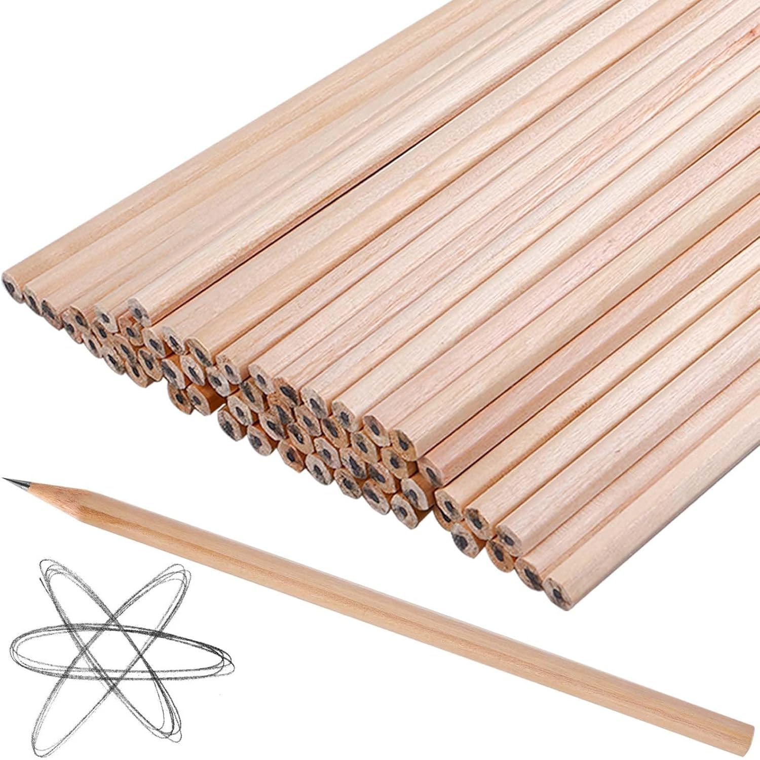 Pencil HB, 200 Piece Pencil Set, Pencil Set Made of Natural Wood, 17.7 cm x 0.7 cm Pencil Set for Students, Teachers, Office, School Material, Drawing and Writing