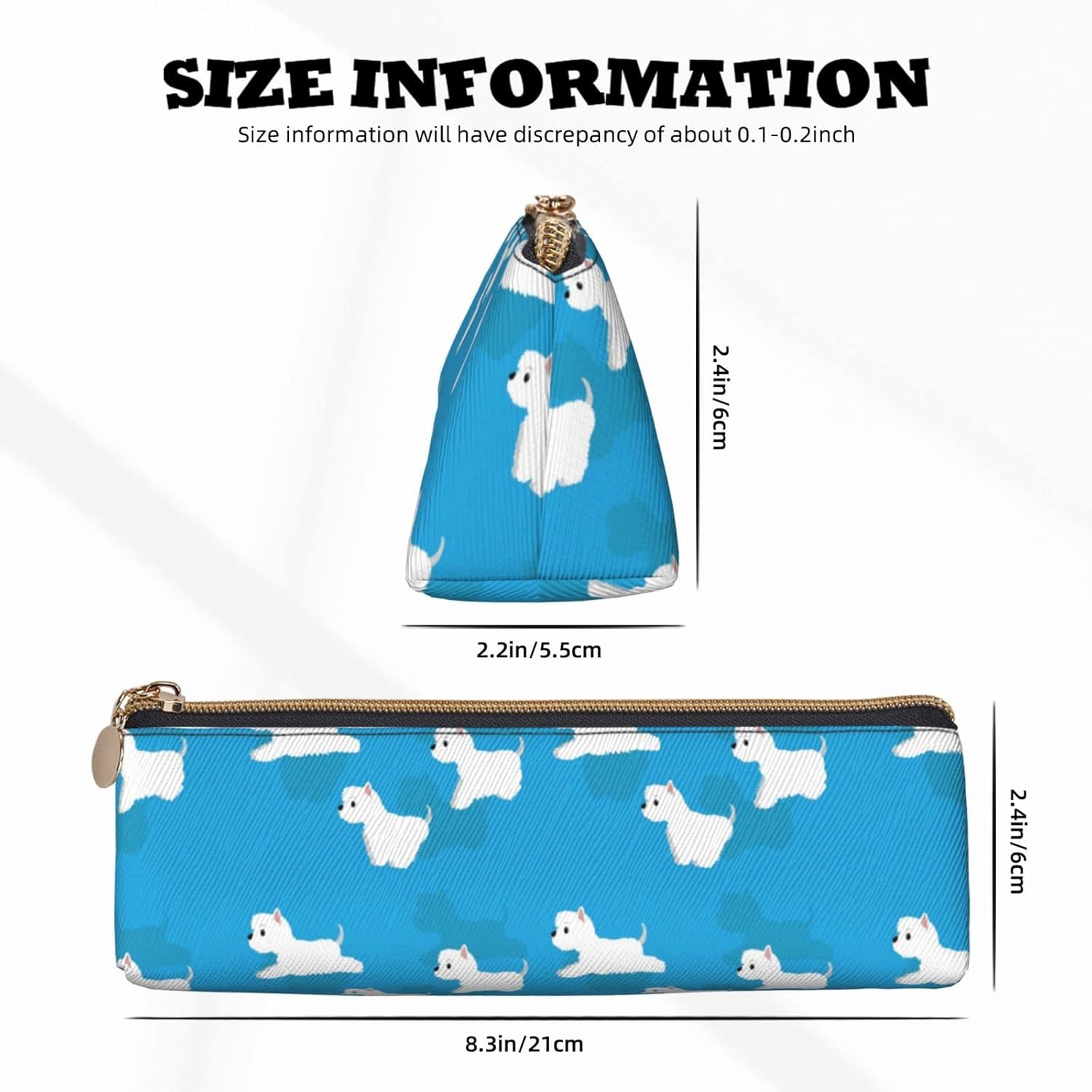 Westie Dogs Pattern(2) Federmäppchen, dreieckiges Stiftetui, tragbares Federmäppchen, Leder-Organizer mit Reißverschluss, Kosmetiktasche – Bild 6