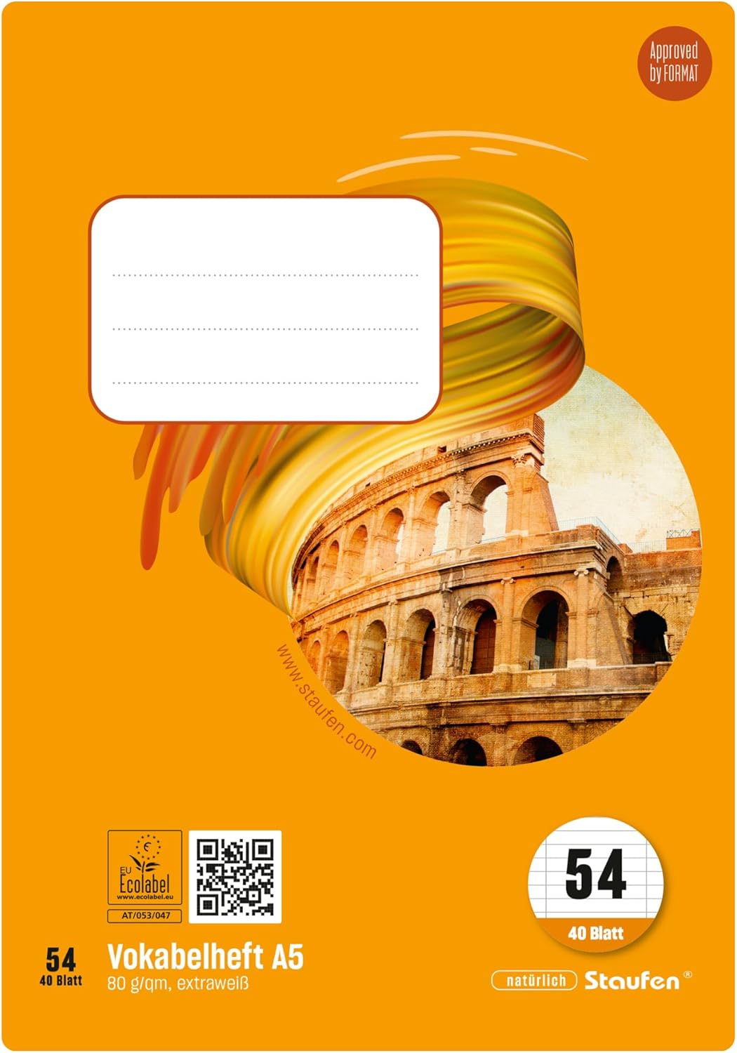 Staufen Style Vocabulary Book – 5 Notebooks 40 Sheets Each DIN A5 Ruling Style 54 (Vocabulary with 2 Divider Lines) 80 g/m² Paper