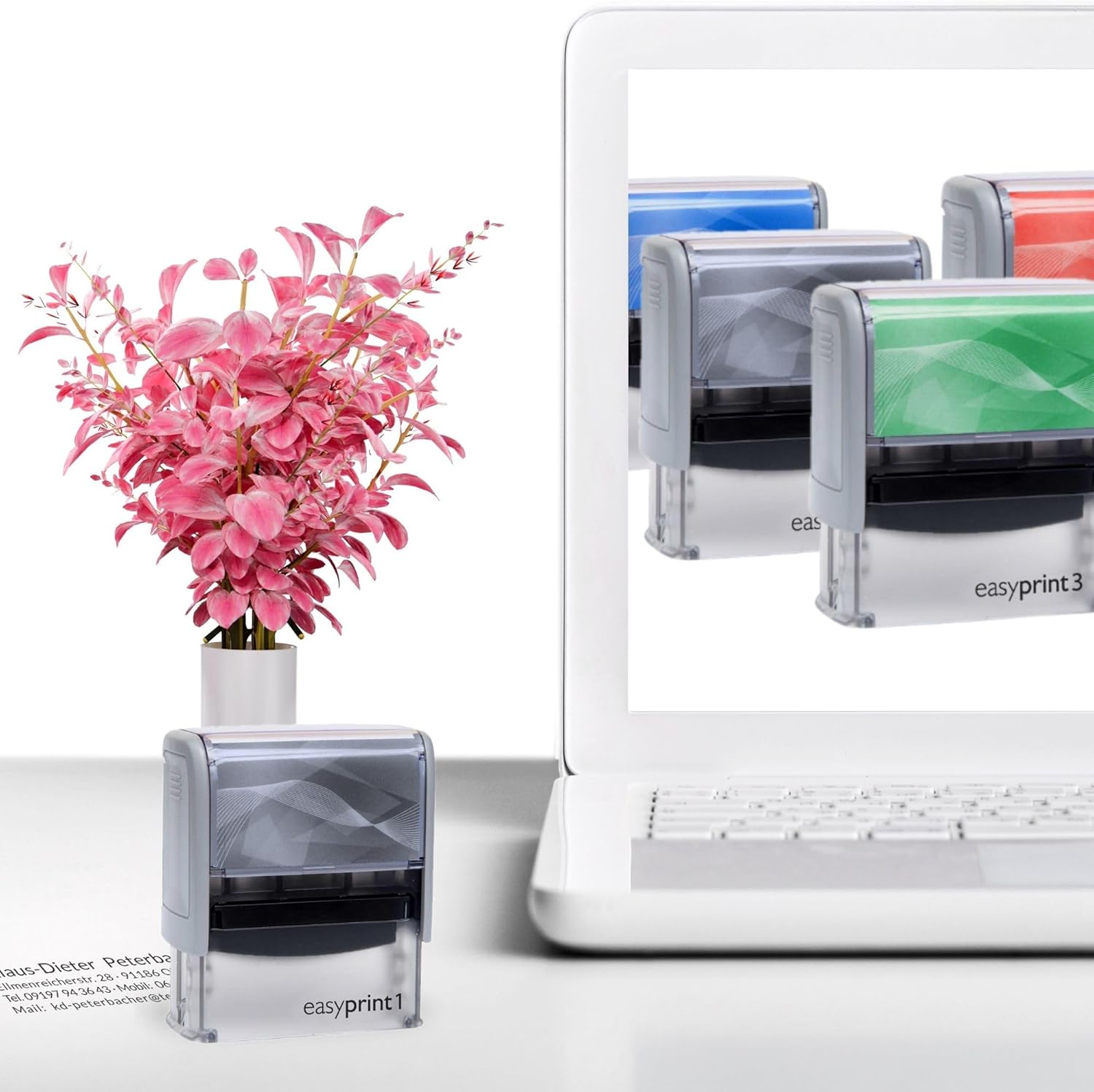 Stamp - easyprint 1, Grey - Personalised Name Stamp, Address Stamp or Company Stamp - 38 x 14 mm - 4 Lines – Bild 7