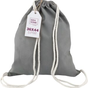 IDEA HOME Cotton bag, gym bag, 1 piece, 36 x 44 cm, 250 g/m² sports bag with cord, backpack, bag, jute bag, gym bag, blank for painting for sports and travel, grey
