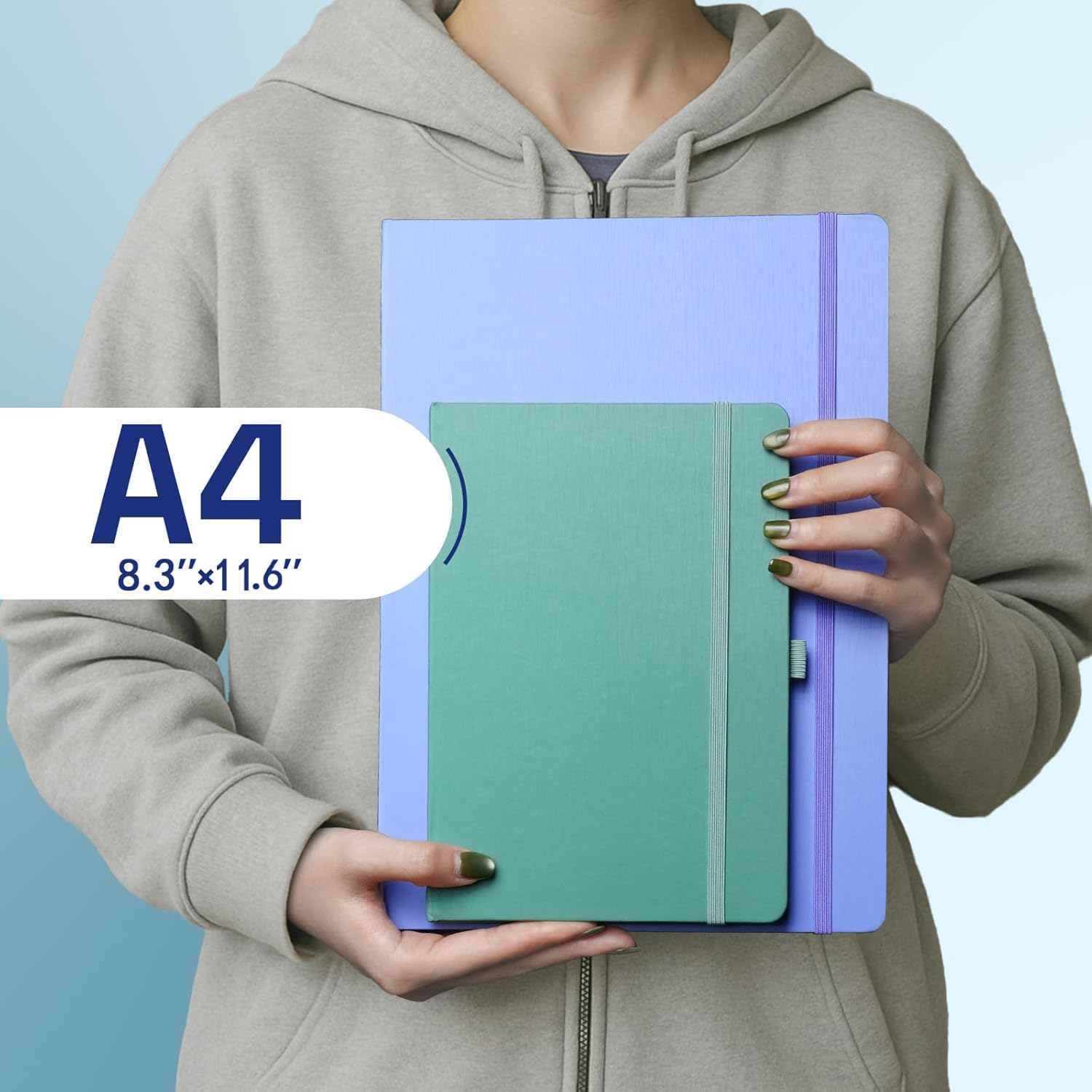 A4 Lined Notebook, Notebook Hardcover, 80 Sheets (160 Pages) 80 g/m², 7 mm Line Spacing for Home, School and Work, Black (3 Pieces) – Bild 3