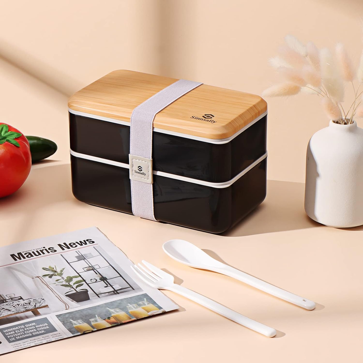 Sinnsally Lunch Bento Box Japanese for Adults, 1400 ml Children's Lunch Box with Compartments, Lunch Box with Cutlery, Lunch Box, Lunch Box, Food Box, Breakfast Box, Lunch Box with Dividers – Bild 5