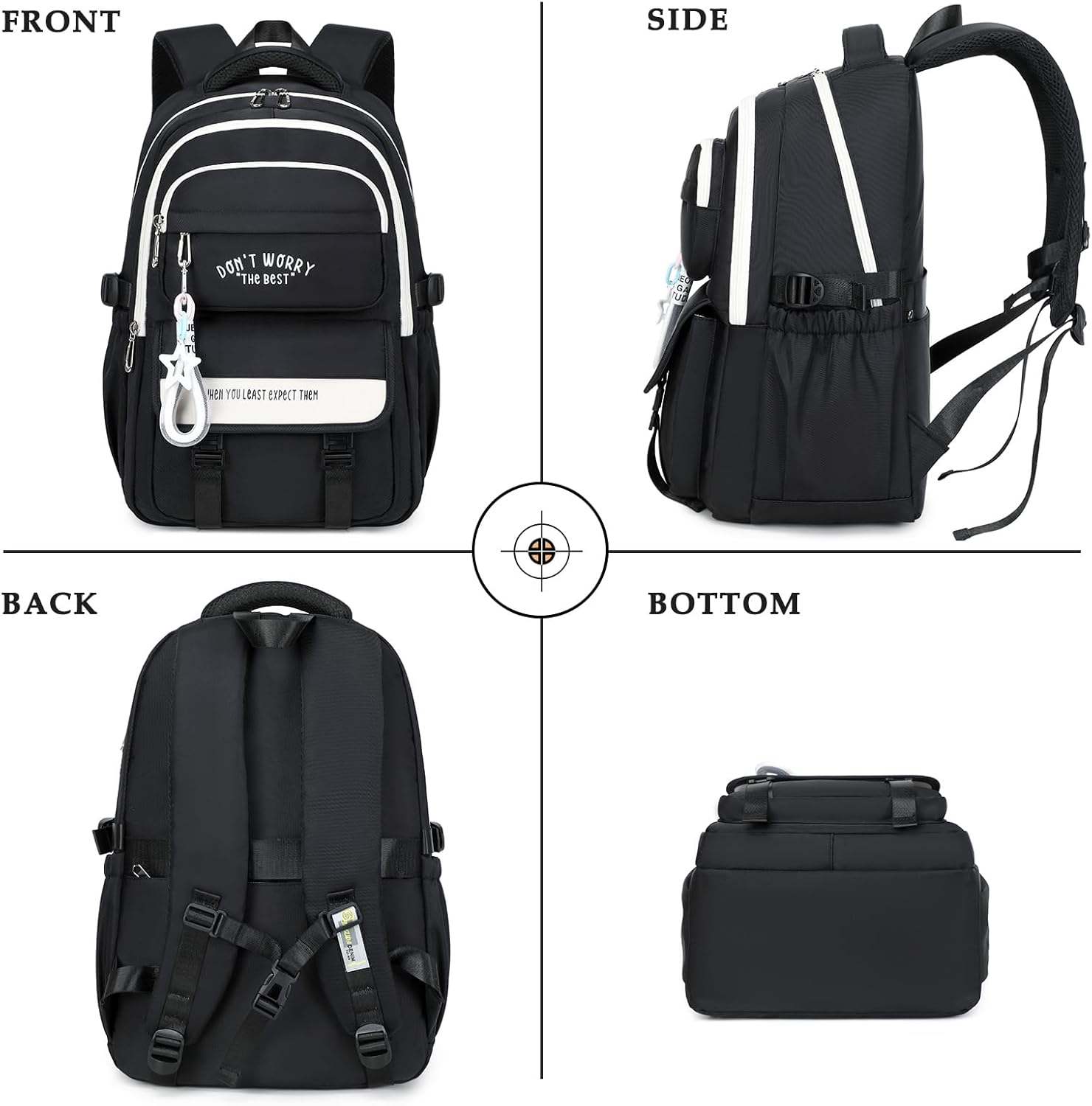 School Backpack Teenager Girls Boys Backpack School Multi Bag School Bag Women's Waterproof School Bag Large School Backpack for Girls Boys with 15.6 Inch Laptop Compartment – Bild 8