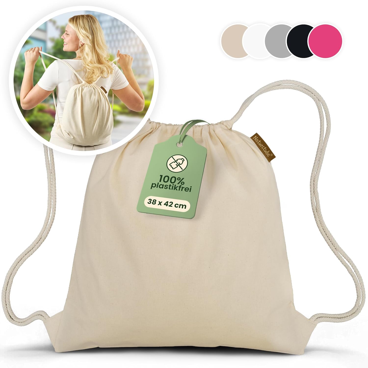 Cotton Set of 10 Gym Bag Sports Bag Drawstring Bag Jute School Backpack – Bild 8