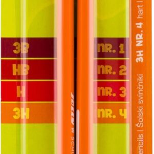 JOLLY School Pencils, Blister Pack of 2, 3H Hardness, Very Hard Graphite Pencils for Technical Drawing, Detail Plans, Graphics, Writing, Durable, Handy, for School, Case